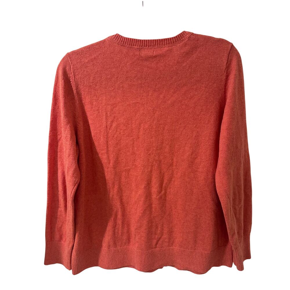 LL Bean Wicked Soft Cotton Cashmere Cardigan Sweater Papaya MED Coastal Grandma - Picture 8 of 8